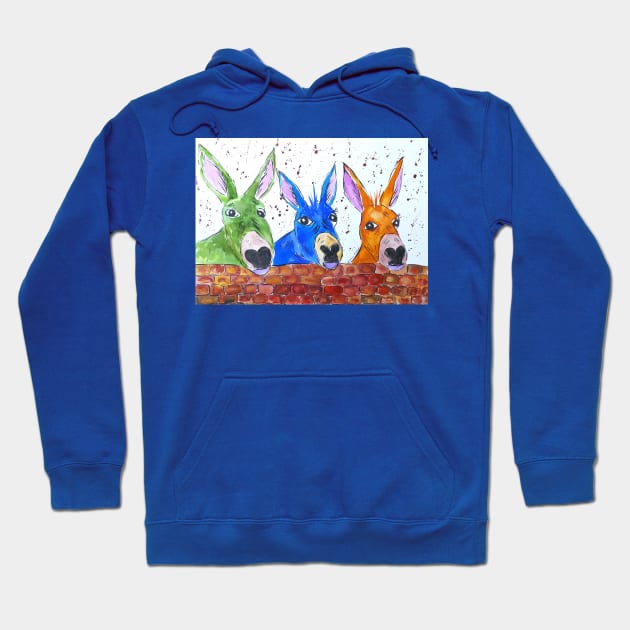 Three Quirky Colourful Donkeys Hoodie by Casimirasquirkyart